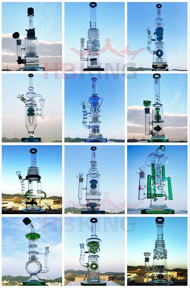 Newest Hbking Glass Smoking Pipe Recycler Matrix Batterl Glass Hookah Oil Rigs Glass Water Pipe