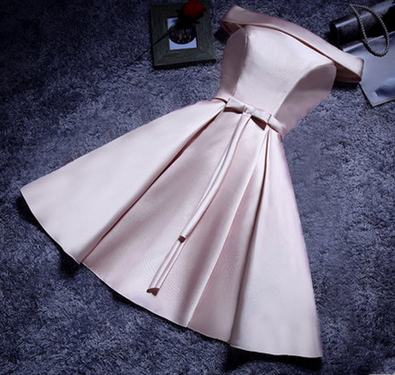 2017 Satin Bowknot Evening Party Bridesmaid Prom Dress (Dream-100041)