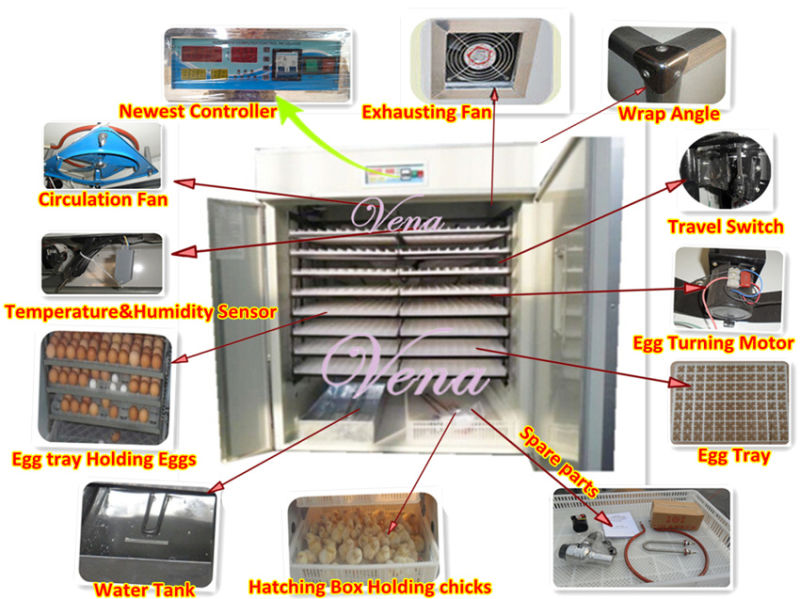 Christmas on Sale Hot-Selling Model Digital Fully Automatic Chicken Egg Incubator for 1000 Eggs