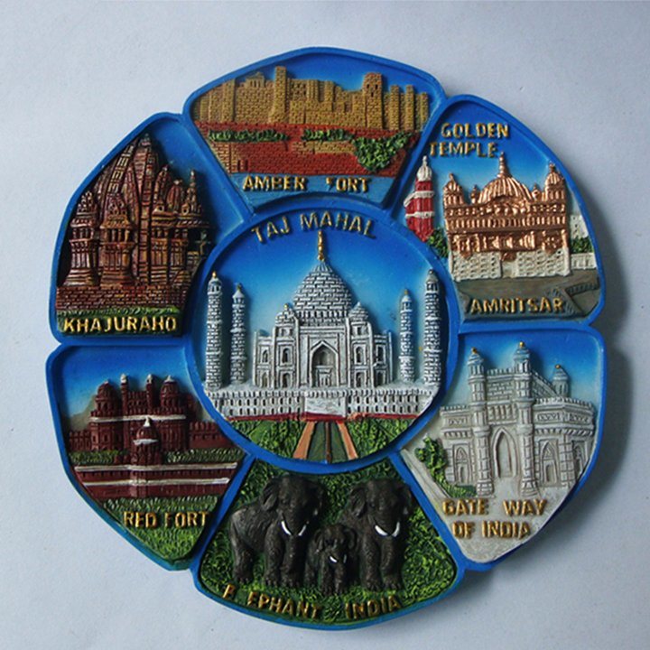 High Quality Round Shaped 3D Resin Indian Fridge Magnet for Sale