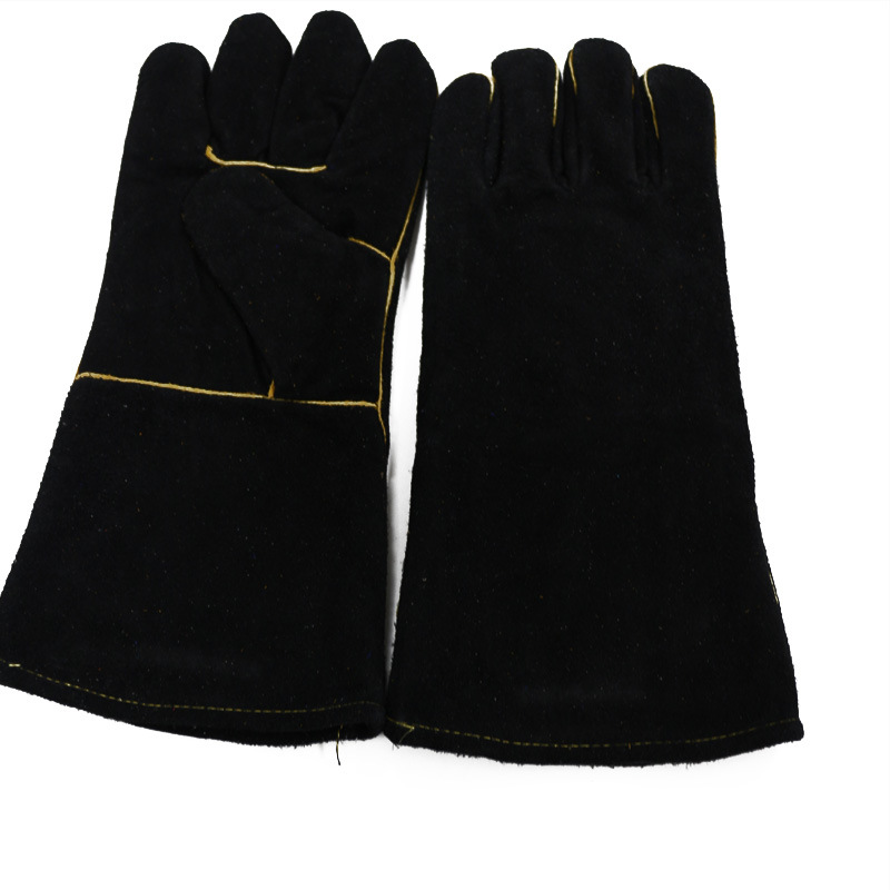 14inch Black Color Cow Split Leather Heavy Duty Glove