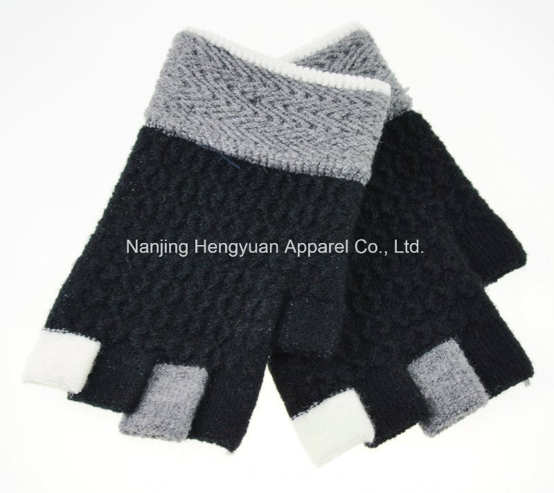 100 % Acrylic Half Finger Knitted Gloves (HY17111008)