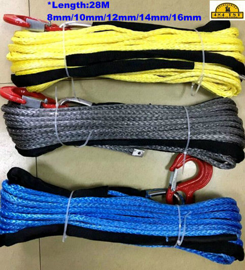 Yellow Grey Blue 6.5tonnes Nylon Winch Rope 10mmx28m