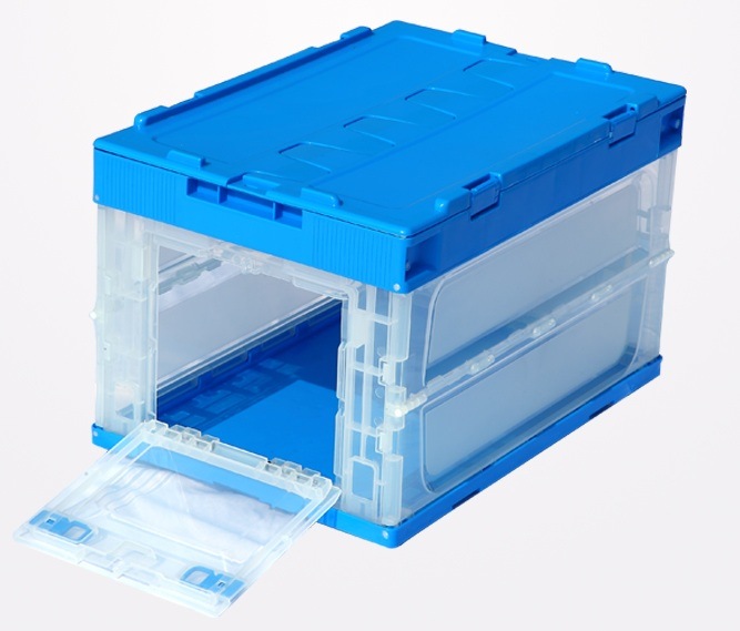 Plastic Foldable Transparent Storage Box Clear Crate with Lid