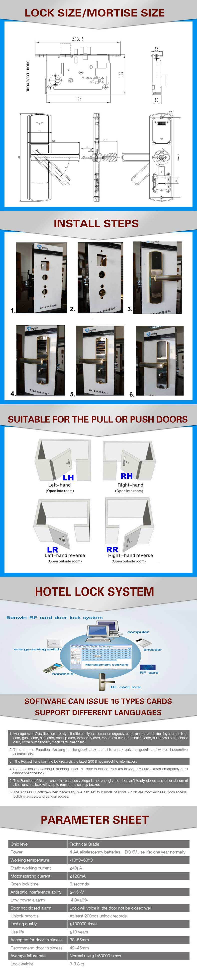 Electronic RFID Keyless Door Lock System with The Most Advanced Microwave Induction Technology