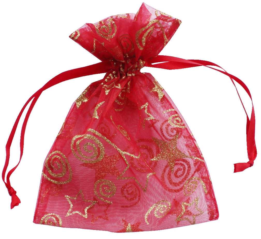 Nobel Luxury Custom Printed Organza Pouch Jewellry Satin Ribbon Drawstring Pouch (COB-1135)