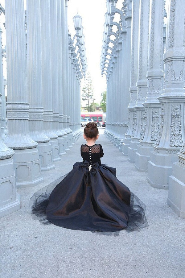 Black Party Prom Gown off Shoulder Hi-Low Mother Daughter Evening Dress P16080