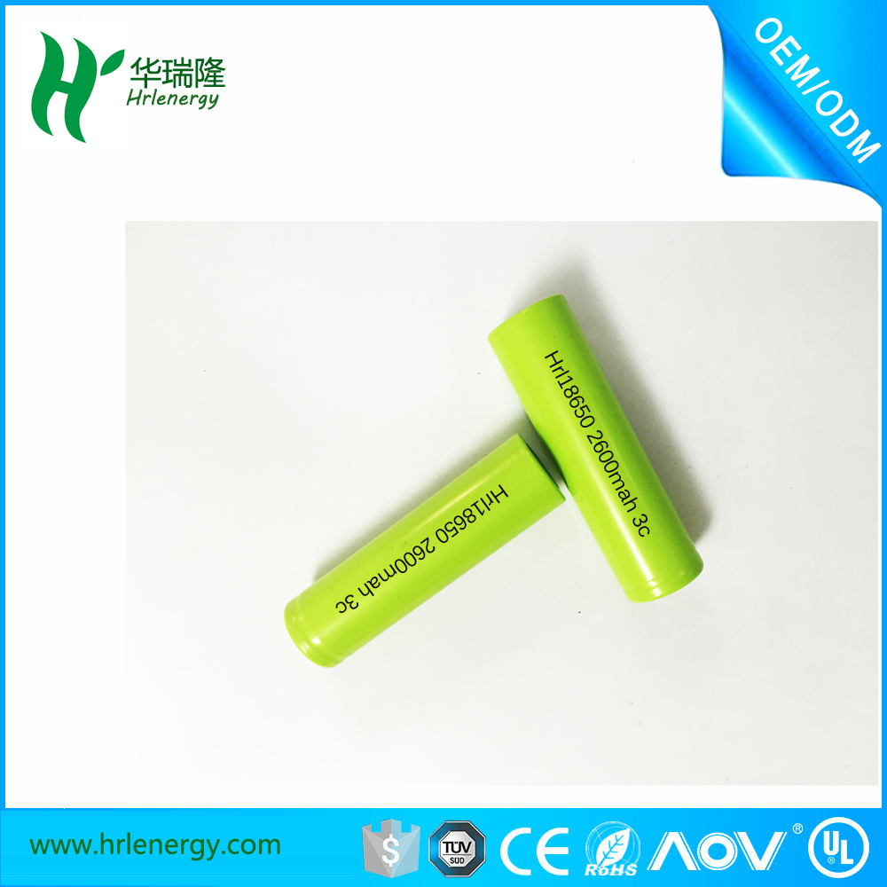 Rechargeable Lithium Cylindrical Battery Power (18650 2600mAh) for LED Lights