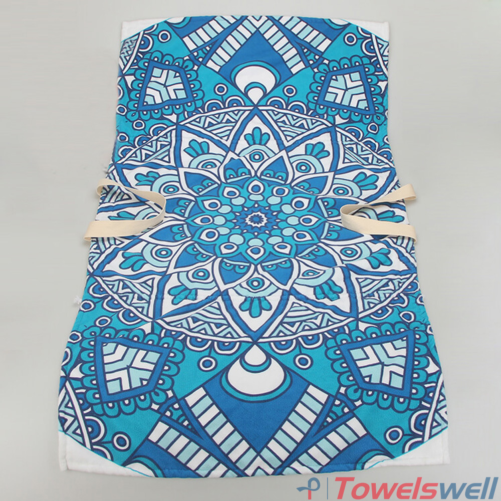 Printed Cotton Microfiber Lounge Chair Towel with Pocket