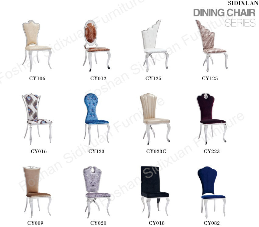 Modern Wedding Banquet Copper Nail White Leather Steel Dining Chair
