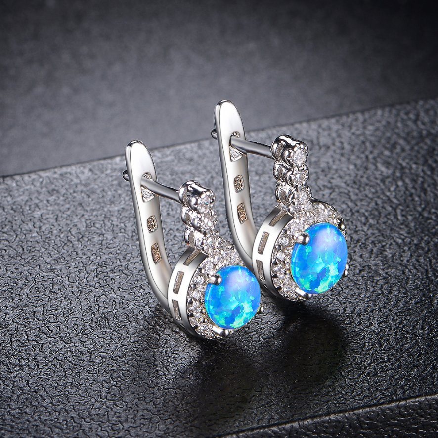 New Arrival Imitation Jewelry Earring with CZ and Imitation Opal