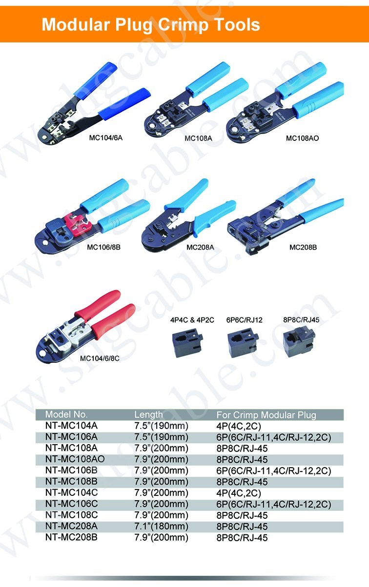 RJ45 Rj11 Network Cable Modular Plug Crimping Tool (NT-MC368AR)