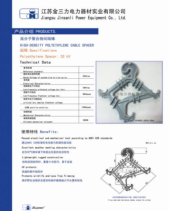 Manufacturers 22-33kv ANSI C29 Insulator Cable Spacer