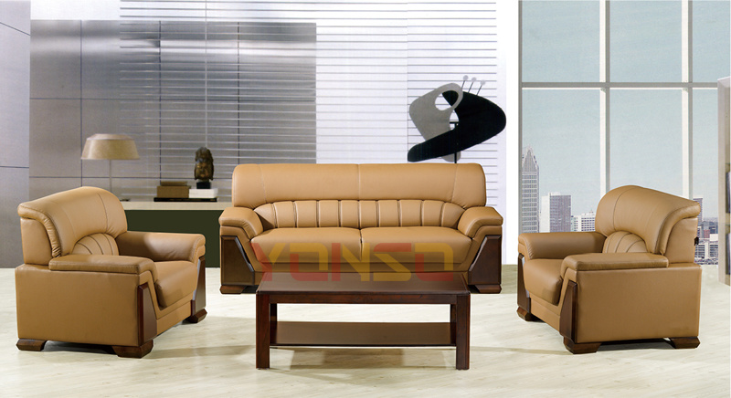 Yellow Leather Modern Office Sofa