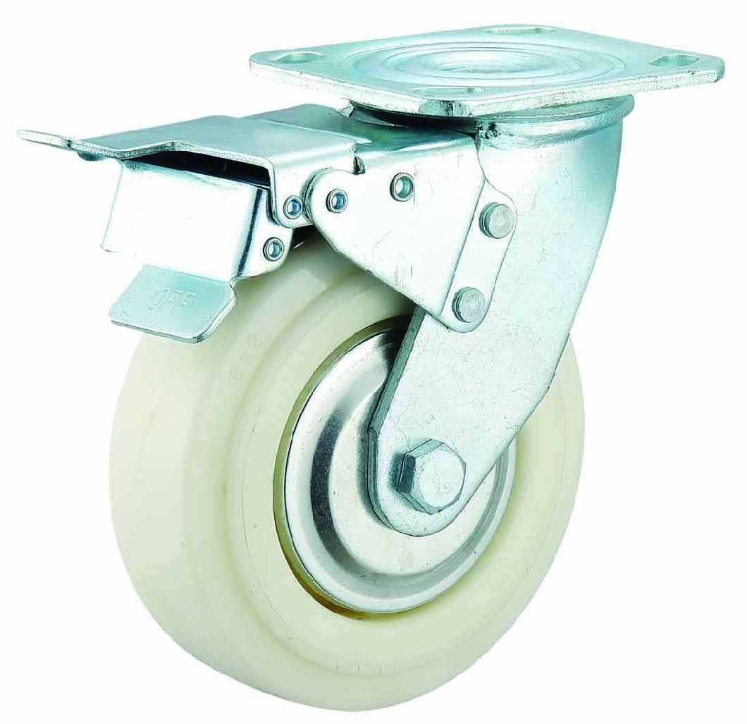 4/5/6/8 Inch Heavy Duty White Nylon Caster with Brake