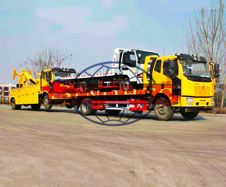 Crane Wrecker FAW Heavy Wrecker Truck With 8 tons Crane