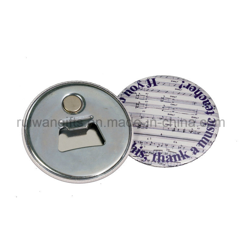 58mm Cheap Round Tin Button Beer Bottle Opener with Fridge Magnet