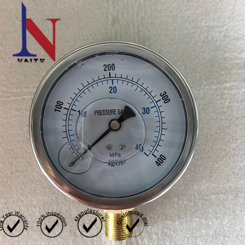 Pneumatic System Stainless Steel Case Liquid Filled Pressure Gauge