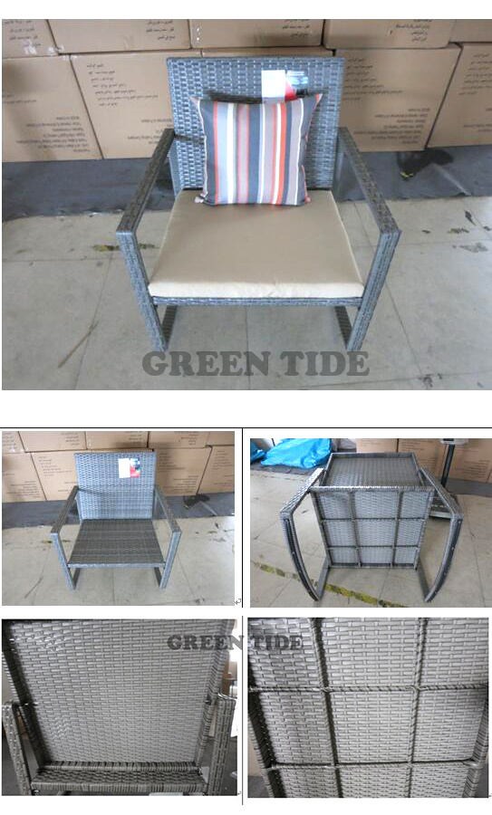Outdoor Garden Rattan Furniture Conversation Bistro Sofa Set 3PCS with Coffee Table