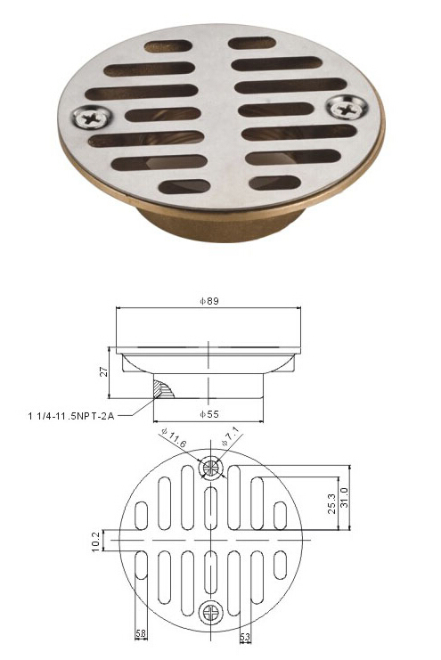 Brass No-Caulk Floor Drain Shower Drain Floor Drain