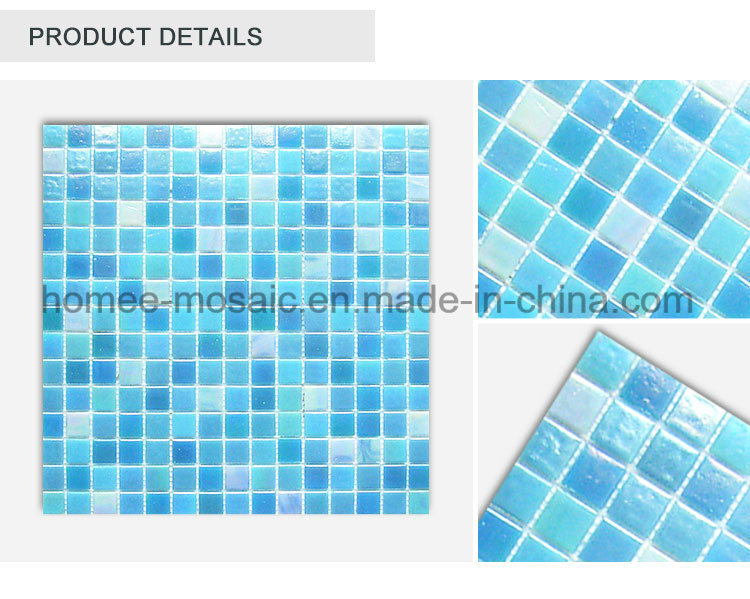 Beautiful Blue Color Square Shape Glass Pool Tile Mosaic
