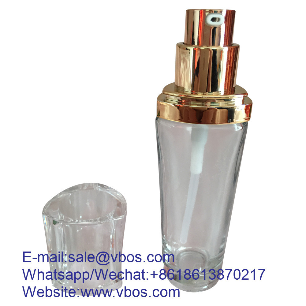 10ml/20ml/30ml/40ml/50ml/60ml/70ml/80ml/90ml/100ml Square Foundation Bottle with Black Cap