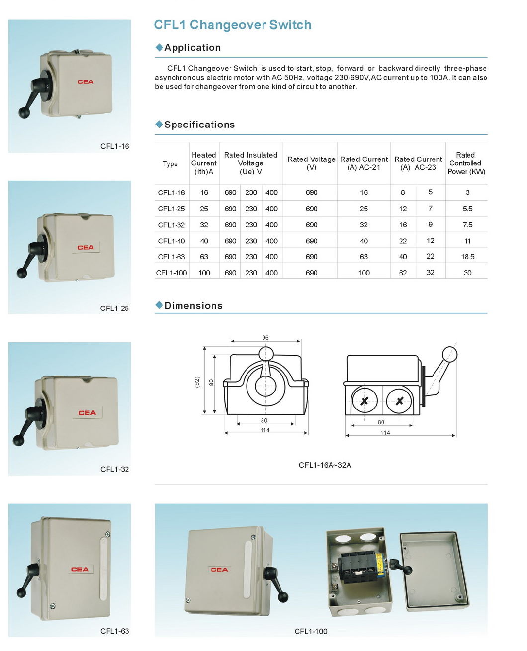 Change Over Switch / Cam Starter (CFL1-63)