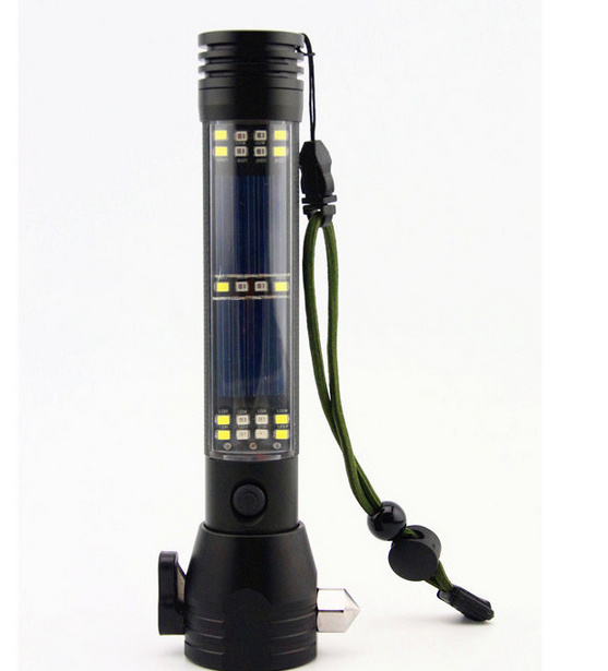 Rechargeable Portable LED Torch Solar LED Outdoor Light Flashlight (SYSG-517)