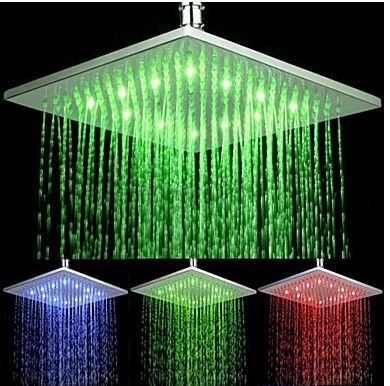 200mm Square Green/ Blue/Red LED Shower Heads