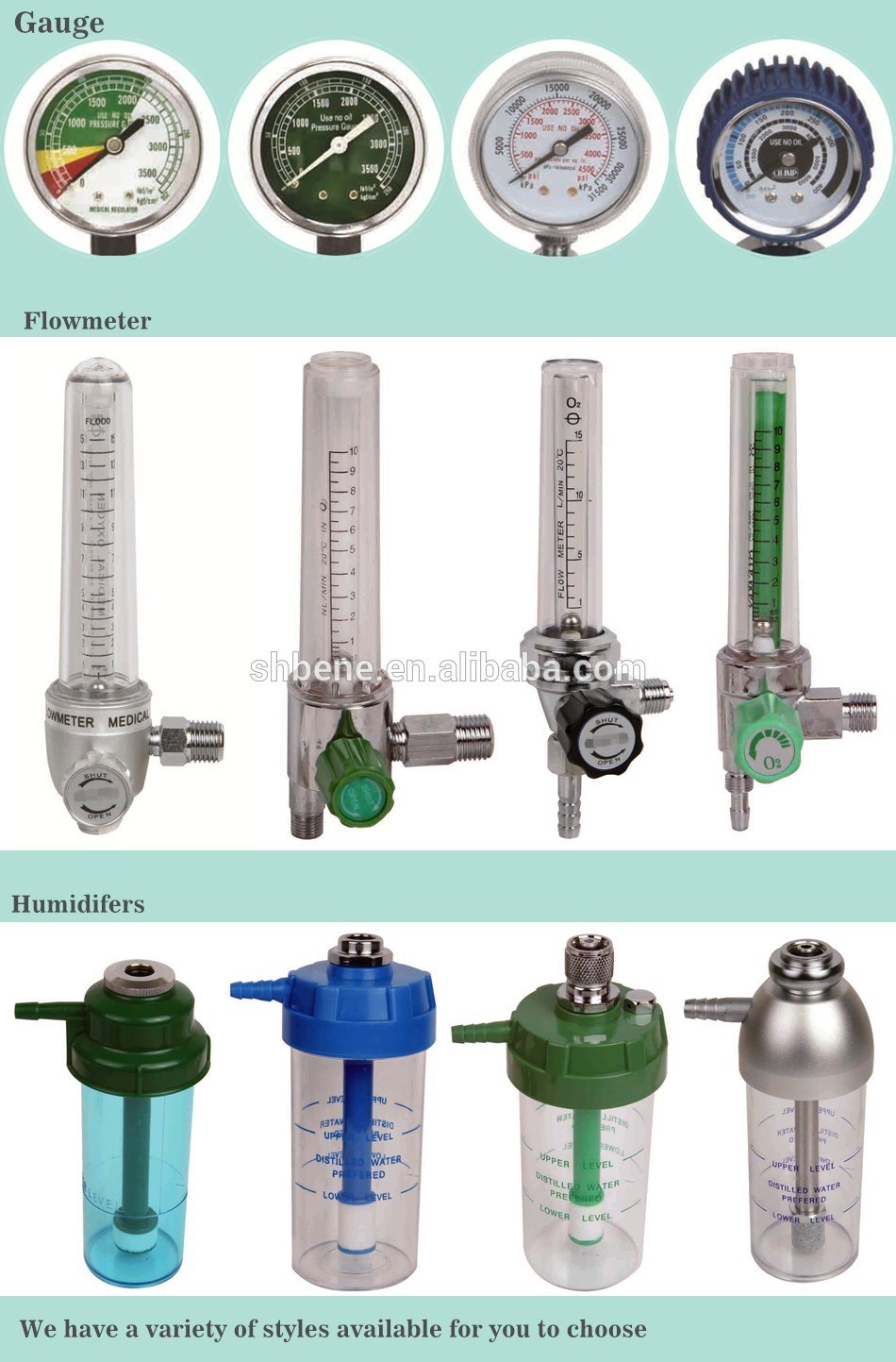 Medical Oxygen Cylinder and Aluminum Cylinder Autoclavable Flowmeter with Regulator