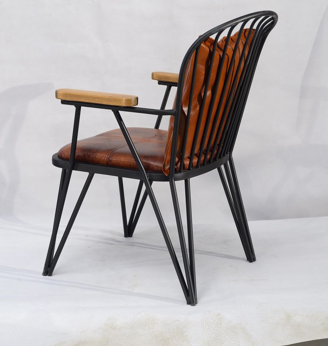 Matel Dining Chair for Restaurant and Coffee Shop with Leather Cushion