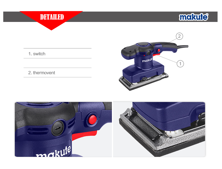 480W Makute Electric Wooding Machinery Orbital Sander (OS002)