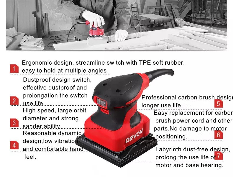 180W 110*100mm Electric Sander with Dust Bag, Patented Product