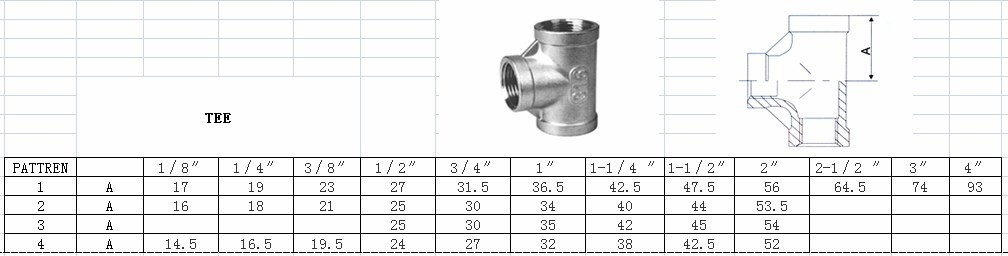 Stainless Steel Pipe Fitting 316 Tee of 1/8 Inch