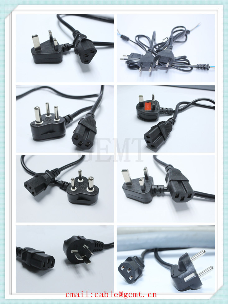 UL USA American Standard 3 Pin Plug with Round Cable and PC Power Connector American Standard Us 3 Pin AC Power Cord