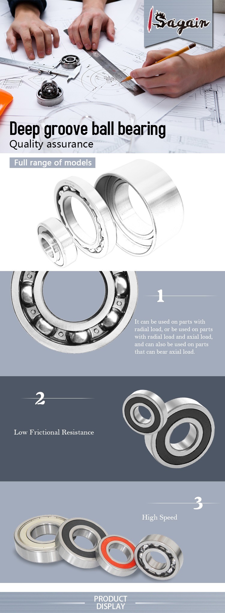 Single Row Deep Groove Ball Bearing 608zz 608z 608 Ceramic Zirconia Bearing 6000 6001 6002 6200 6201 6202 6203