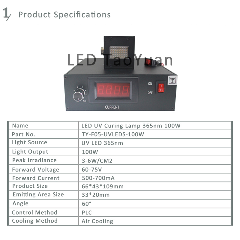 UV LED Curing Light 365nm 100W UV Curing Lamp