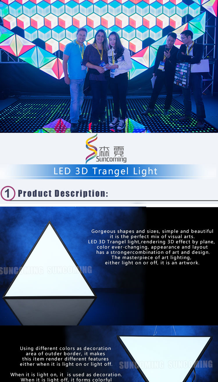 Fashion Design Easy Install LED RGB Full Color 3D Triangle LED Backdrop