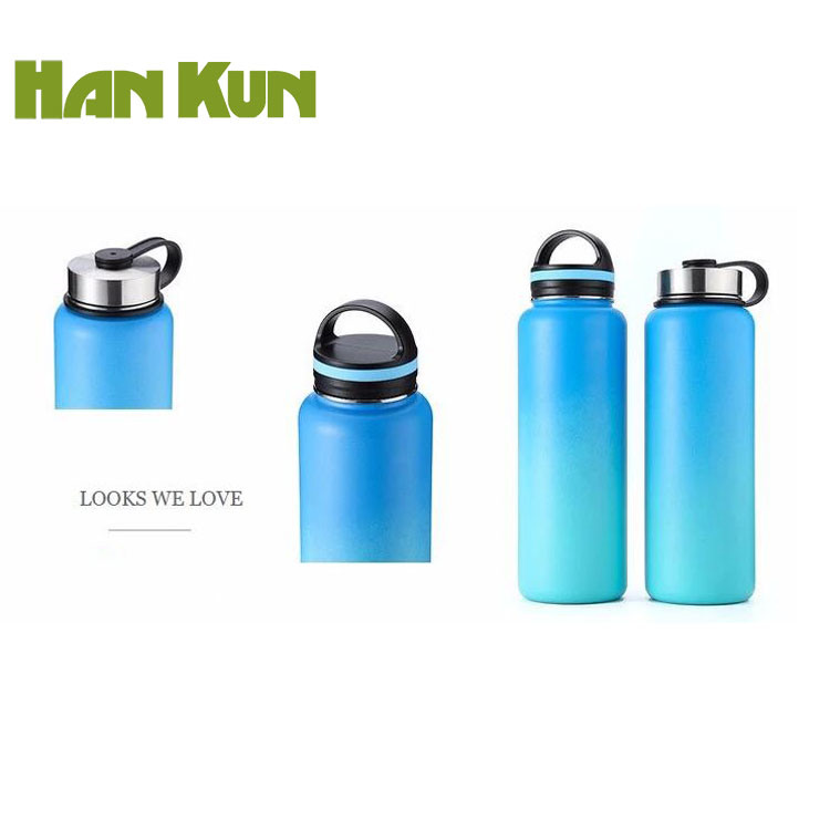 Double Wall Vacuum Insulated Thermal Stainless Steel Water Bottle, Wide Mouth with Straw Cap