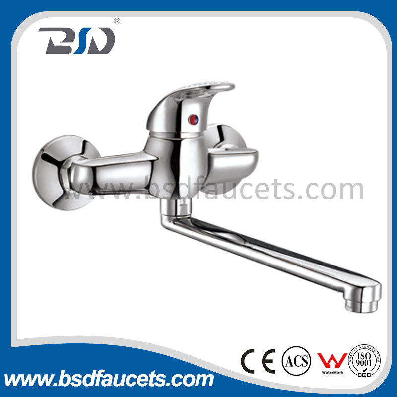 Single Lever Wholesale Price Brass Chrome Wall Mount Sink Faucet