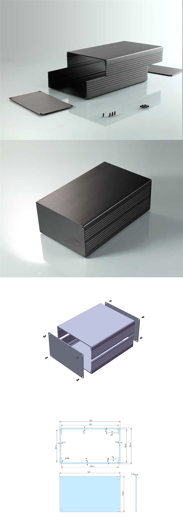 Heat Sink Enclosure Portable Aluminum Tool Box for Light Box