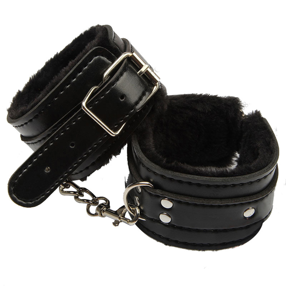 Sexy Adjustable PU Leather Plush Handcuff Ankle Cuff Restraints Bondage Sex Toy Restraints Sex Bondage Exotic Accessories