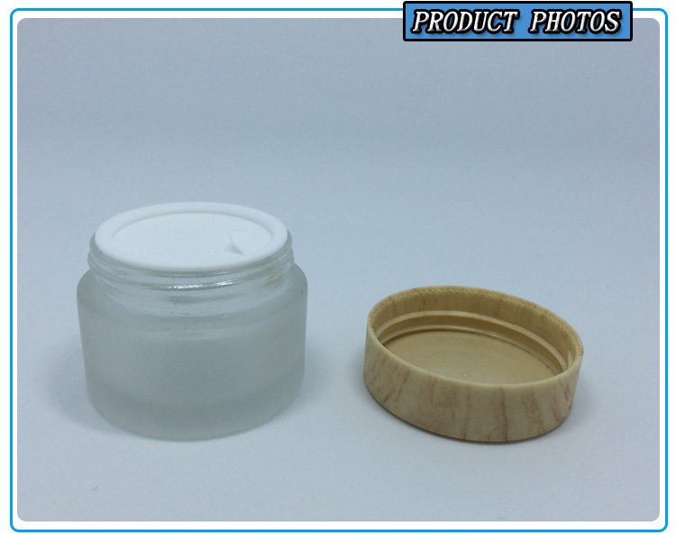 30ml Frosted Glass Cream Jar with Wooden Plastic Caps