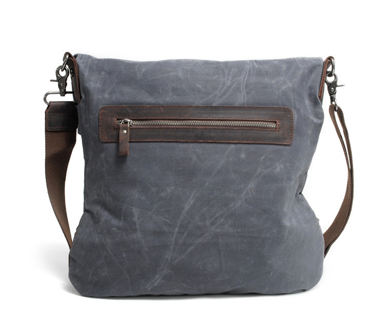Fashion Design Water Proof Canvas Shoulder Bag Genuine Leather Leisure Travel Bag (RS82052K)