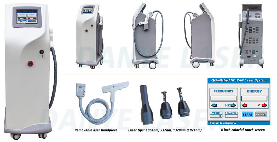 1064nm 532nm 1320nm Q Switch ND YAG Laser Tattoo Removal and Skin Rejuvenation Machine for Sale