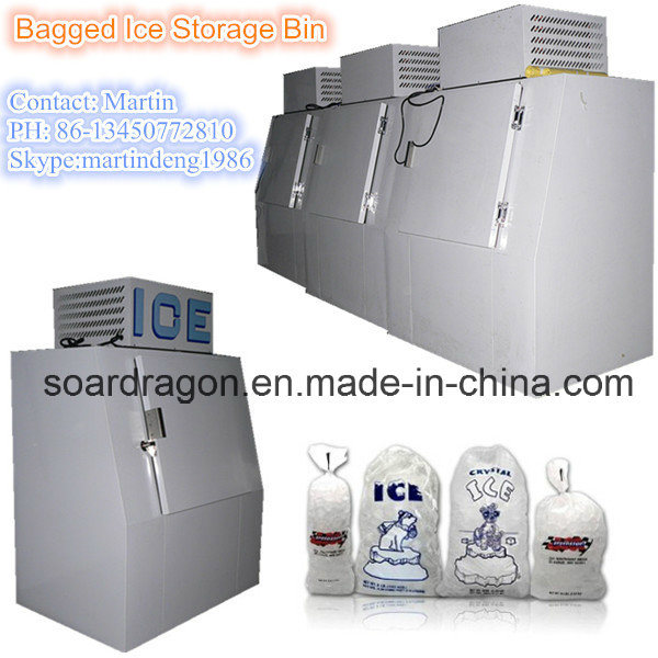 Outdoor Use Cold Wall System Bagged Ice Merchandiser with Slant Door