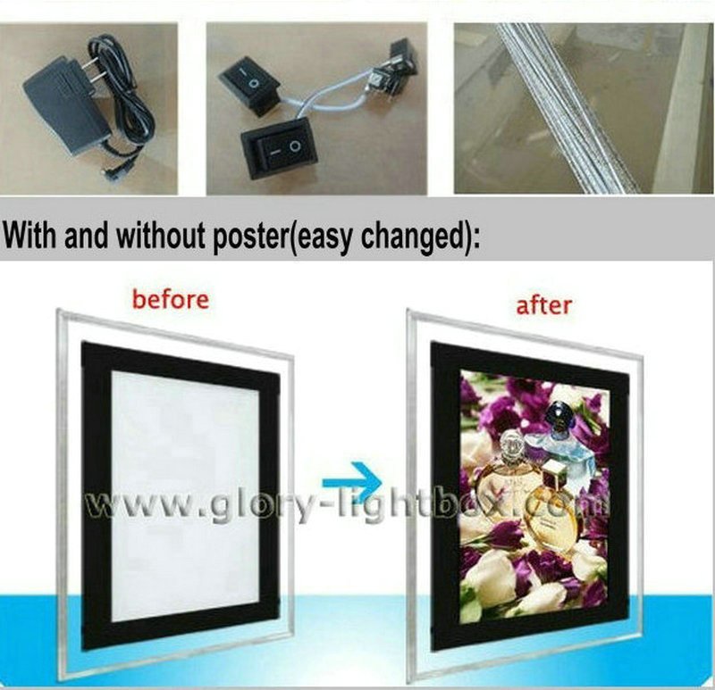 A4 Hanging Acrylic Crystal LED Panel Light Box