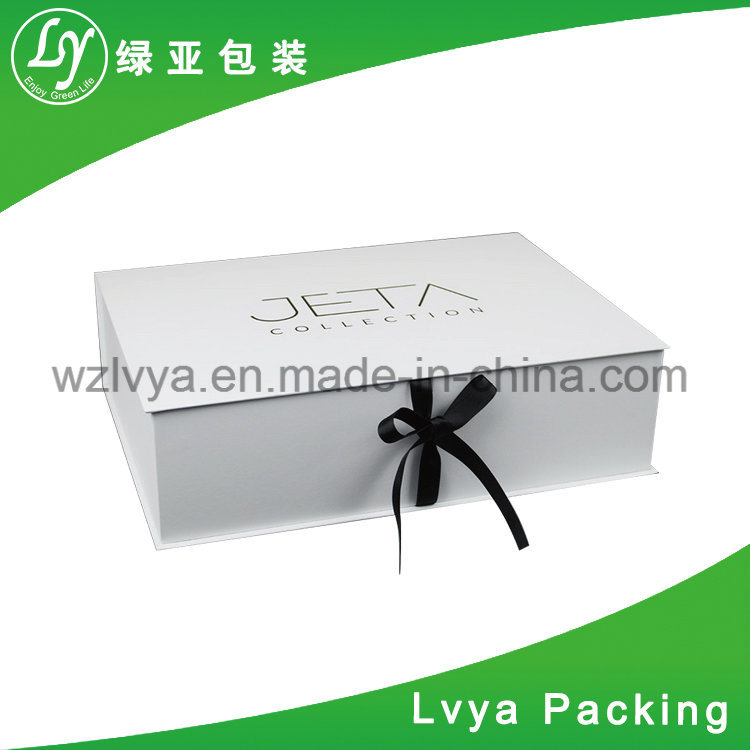 Customized Logo Cardboard Paper Cosmetic Gift Packaging Box with Ribbon