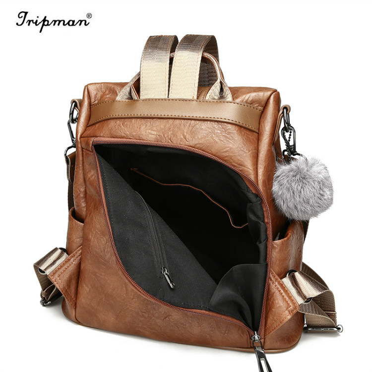 Women's Simple Design PU Leather Backpack Daypack for Ladies