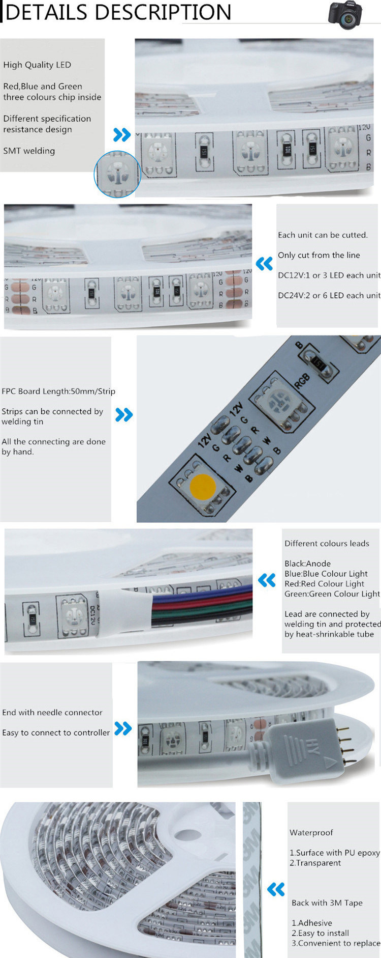 DC12V/24V RGB Waterproof IP65 Flexible LED Strip Light